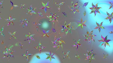 Gri renkli etnik çiçekli zarif eskiz deseni. Asya Tekstil 'inde Raster Çiçek İllüstrasyonu.