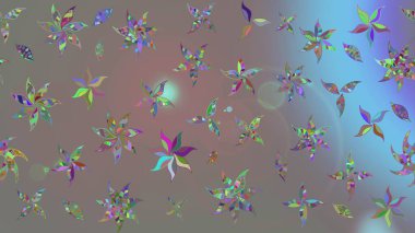 Raster illüstrasyonu. Gri renkli çiçekler. Tropikal çizim çiçek deseni.