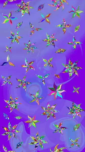 Klasik çiçek tasarımı elementleri. Raster illüstrasyonu. Menekşe renginde mor kıvırcık çiçekler.