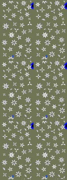 Çiçek buketleriyle klasik bir eskiz şekli. Yeşil renklerde. Raster illüstrasyonu.