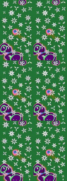 Küçük çiçekteki sevimli çiçek deseni. Yeşil renkli çiçekler. Raster illüstrasyonu.