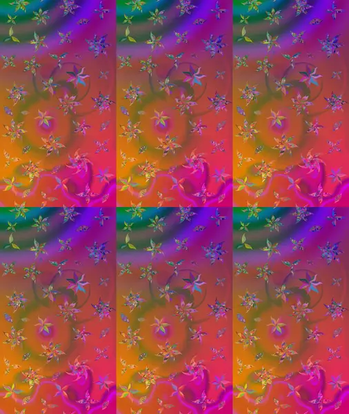 Raster deseni. Bahar çiçekleriyle desen dalla, kahverengi renklerle çiçek siluetiyle.