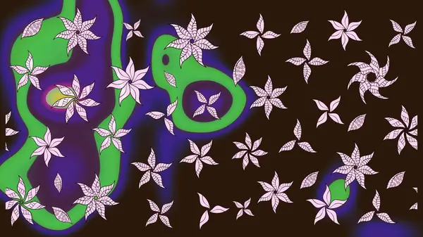 Raster illüstrasyonundaki çiçek desenli çizim. Renkli Bahar Teması eskiz kalıbı. Süslü kumaş deseni. Düz Çiçek Elementleri Tasarımı.