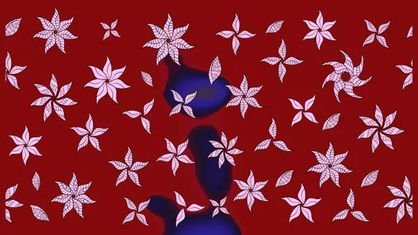 Kırmızı renkte çiçekler. Sevimli çiçek raster deseni. Renkli Bahar Teması eskiz kalıbı. Düz Çiçek Elementleri Tasarımı.