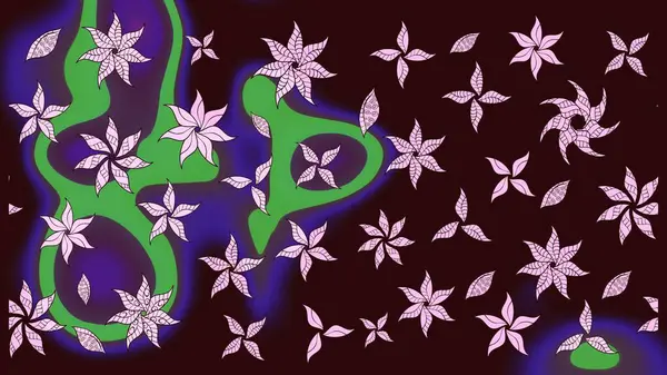 Çizgi çizimi kalıbı. Şirin çiçekler. Raster Moda kumaş deseni.