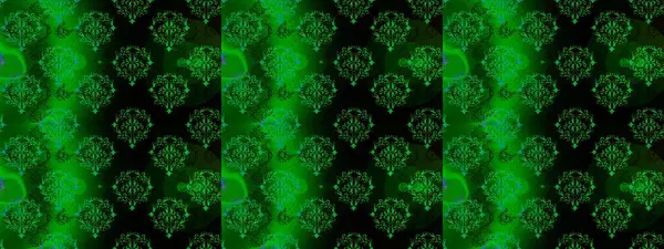 Raster illüstrasyonunda kusursuz çiçek deseni. Yeşil, siyah ve mavi renklerde. Güzel kumaş deseni. Raster illüstrasyonu.