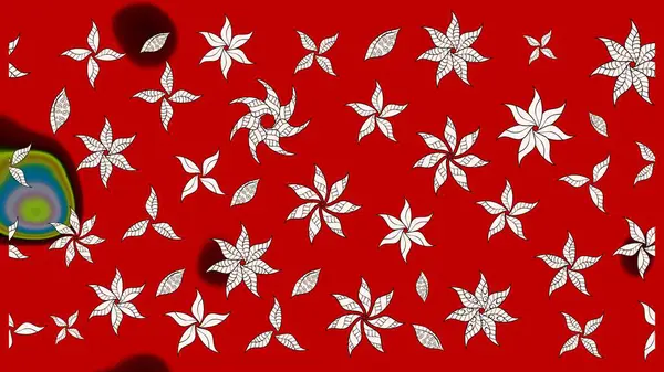 Yaprak ve çiçeklerin suluboya resimleri, kırmızı renklerde çizimler. Kibarca, kırmızı renkte bahar çiçekleri. Raster illüstrasyonu.