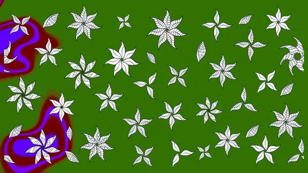 Çizim çiçek deseni duvar kâğıdı olarak kullanılabilir. Yeşil renkli çiçekler. Raster illüstrasyonu.