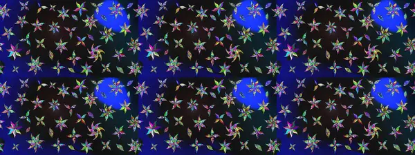 Küçük çiçekteki sevimli çiçek deseni. Raster deseni. Gri renkte yaz çiçekleri. Raster illüstrasyonu.