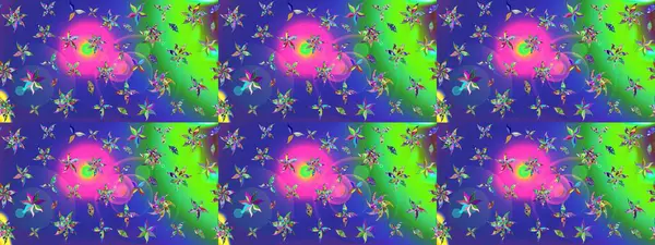 Renkli Yaz Temalı eskiz kalıbı. Sevimli çiçek raster deseni. Mavi renkli çiçekler. Düz Çiçek Elementleri Tasarımı.