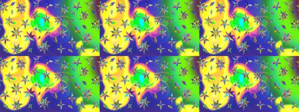 Ağaç dallı bahar çiçekleri ile desen, çiçek siluetiyle yeşil renkler. Raster deseni.