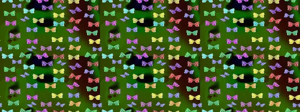 Raster illüstrasyonu. Kelebekli parlak eskiz deseni. Moda Kumaşı Tasarımı. Yeşil renkte resim.