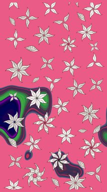 Raster illüstrasyonu. Raster deseni. Küçük çiçekteki sevimli çiçek deseni. Pembe renklerde. Soyut çiçek çizim kalıbı arkaplanı.