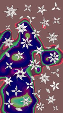 Kahverengi renklerde. Küçük çiçekteki sevimli çiçek deseni. Raster deseni. Raster illüstrasyonu. Soyut çiçek çizim kalıbı arkaplanı.