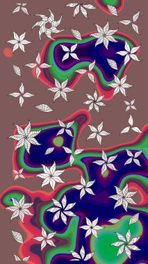 Kahverengi renkte sevimli çiçekler. Raster illüstrasyonu. Moda baskısı, albüm, ambalaj kağıdı ve duvar kağıdı için zarif dekoratif süslemeler. Küçük çiçekli basit bir çiçek çizimi..