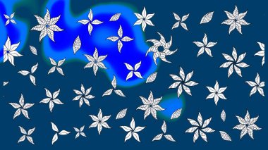 Mavi renkli çiçekler. Raster illüstrasyonunda çiçek deseni çizimi.