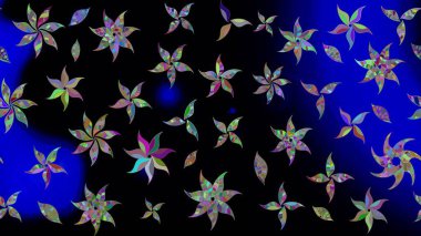 Raster Çiçek İllüstrasyonu güzel tekstil. Siyah renkli etnik çiçeklerle zarif eskiz deseni.