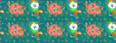 Renkli Bahar Teması eskiz kalıbı. Düz Çiçek Elementleri Tasarımı. Raster illüstrasyonu. Chichi 'nin kumaş kalıbını çiz. Çiçek deseni.