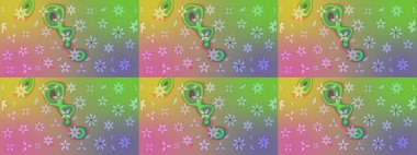 Çiçekli el çizimi çizimi deseni. Modern gelişim yeşil raster arka plan duvar kâğıdı illüstrasyon klasik çizgili iz sürme desenli çiçekler, çiçekli süsler.