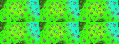 Raster illüstrasyonu. Çiçek deseni. Şatafatlı bahar bahçesi dokusu. Yeşil renkli çiçekler. Yeşil renkte çiçek çizimi.