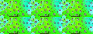 Tekstil ve kapak tasarımı için mükemmel. Yeşil renkli çiçekler. Renkli yeşil çizim kalıbı. Doodle tarzı. Elle çizilmiş sonbahar çiçeği deseni..