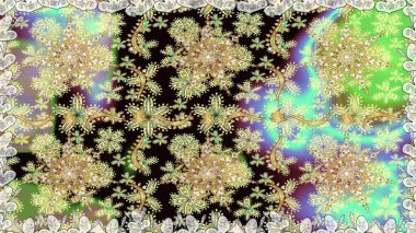 Doğu tarzında klasik tasarım öğesi. Tarafsız renkler üzerine geleneksel Arapça dekor. Süslü dantel iz sürücü. Duvar kâğıdı için altın süslü bir illüstrasyon. Çiçekli süslemeli, pürüzsüz bir desen..