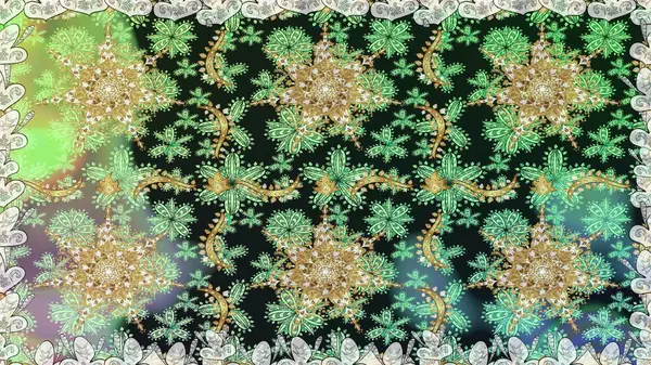 Dekoratif simetri arabesk. Raster illüstrasyonu. Doğum günü kartı, davetiye ya da afiş için iyidir. Kusursuz ortaçağ çiçek deseni. Gri renklerde altın.