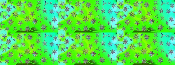 Tekstil ve kapak tasarımı için mükemmel. Yeşil renkli çiçekler. Renkli yeşil çizim kalıbı. Doodle tarzı. Elle çizilmiş sonbahar çiçeği deseni..