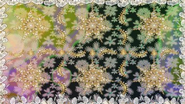 Noel, kar tanesi, yeni yıl. Gri renklerde ve altın elementlerle kusursuz klasik desen. Gri renklerde altın desenli altın elementler.