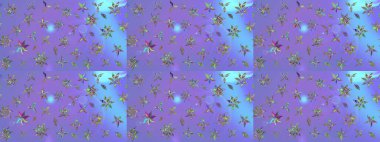 Raster illüstrasyonu. 3D çiçekler, eskiz. Menekşe renklerinde.