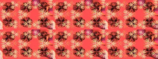 Raster illüstrasyonu. Kar tanelerinin soyut arkaplanlı Noel arkaplanı. Pembe, turuncu ve kahverengi kar taneleri. Güzel tasarım. Noel için tatil tasarımı, Yeni Yıl moda baskıları.