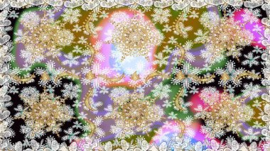 Kusursuz soyut bir arkaplan. Raster illüstrasyonu. Oriental raster klasik nötr ve altın desenli.