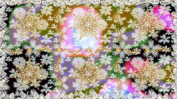 Kusursuz soyut bir arkaplan. Raster illüstrasyonu. Oriental raster klasik nötr ve altın desenli.