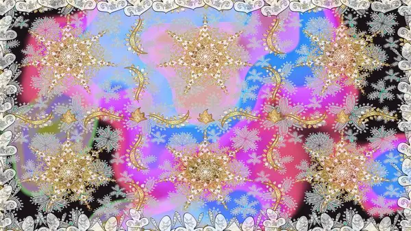 Paisleys zarif çiçek desenli arkaplan duvar kâğıdı çizimi klasik stil, modern 3D çizgili sanat eseri altın ve nötr desenli çiçek yaprakları ve süslemeleri..