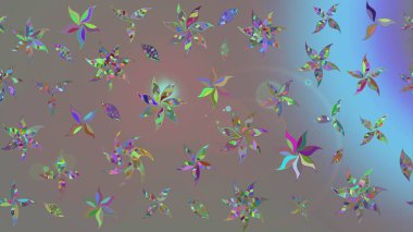 Renkli Yaz Temalı eskiz kalıbı. Düz Çiçek Elementleri Tasarımı. Gri renkli çiçekler. Raster illüstrasyonunda çiçek deseni çizimi.