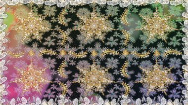 Gri renkli ve altın elementli altın desenli. Raster oryantal süs. Barok tarzında kusursuz bir doğulu süsü. Geleneksel klasik altın desen.