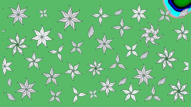 Raster illüstrasyonu. Suluboya çiçekli çiçek deseni. Yeşil renkte güzel tekstil.