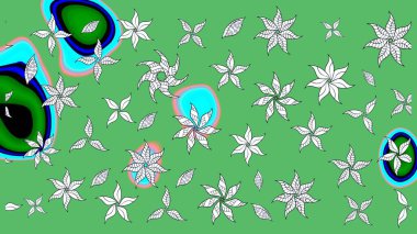 Eskiz klasiği. Raster Şirin kumaş deseni. Düz Çiçek Elementleri Tasarımı. Renkli Bahar Teması çizim şablonu.