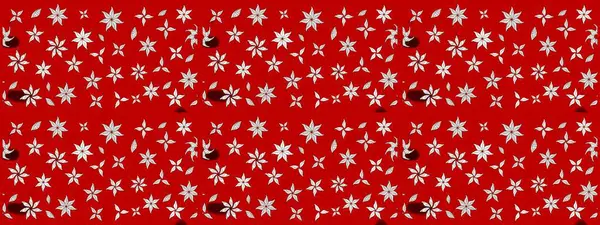 Raster düz çiçek çizim deseni. Hediye ambalaj kağıdı, tebrik kartları, posterler ve pankart tasarımı. Kırmızı renkte çiçekler.