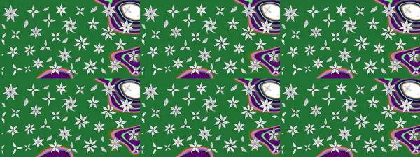 Üzerinde yeşil renkte karalamalar olan çiçek desenleri çiz. Raster illüstrasyonu.