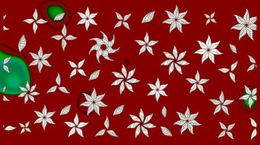 Güzel kumaş deseni. Raster illüstrasyonu. Raster illüstrasyonundaki çiçek desenli çizim. Kırmızı renklerde.