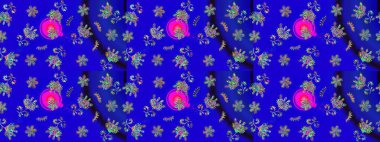 Çiçek deseni. Raster güzel kumaş deseni çiziyor. Renkli Bahar Teması eskiz kalıbı. Düz Çiçek Elementleri Tasarımı.