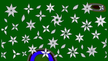Raster deseni. Bahar çiçekleri dallı desen, yeşil renkler çiçekli siluet.