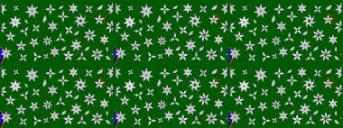 Raster düz çiçek çizim deseni. Hediye ambalaj kağıdı, tebrik kartları, posterler ve pankart tasarımı. Yeşil renkte çiçekler.