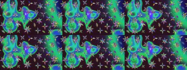 Kahverengi renkli çiçekler. Raster illüstrasyonu. El çizimi çiçekli soyut çizim deseni.