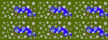 Çiçek desenli raster, yeşil çizgi grafik desenli soyut raster arkaplan. Modern stil dokusu.