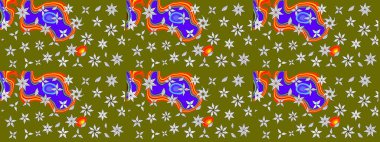 Raster illüstrasyonu. Çizim çiçek deseni duvar kâğıdı olarak kullanılabilir. Kahverengi renkte çiçekler.