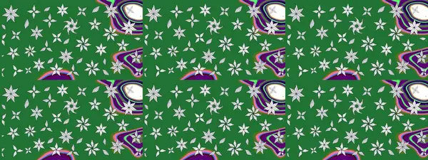 Üzerinde yeşil renkte karalamalar olan çiçek desenleri çiz. Raster illüstrasyonu.