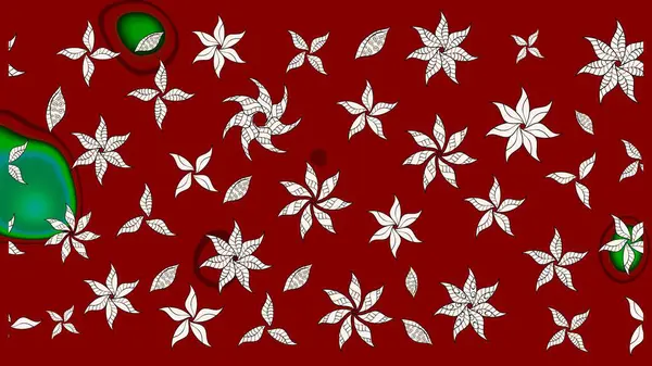 Güzel kumaş deseni. Raster illüstrasyonu. Raster illüstrasyonundaki çiçek desenli çizim. Kırmızı renklerde.