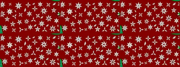 Elle çizilmiş çiçek desenli Raster çizimi. Tekstil, kumaş, ambalaj, hatıra defteri için hoş bir çiçek arkaplanı. Çocuksu tasarım. Kırmızı arkaplanda.